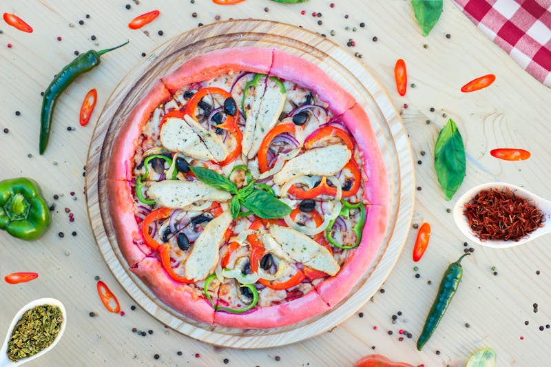 Veggie Supreme pizza loaded with fresh seasonal vegetables