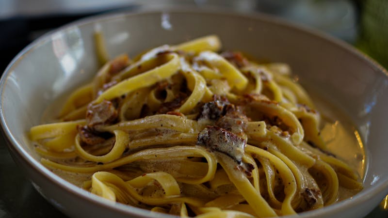 Creamy fettuccine alfredo with rich parmesan cream sauce